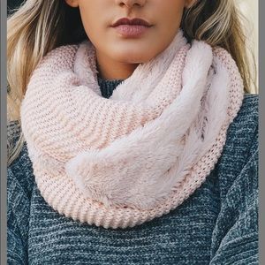 NWOT Pink Fuzzy Knit Infinity Scart